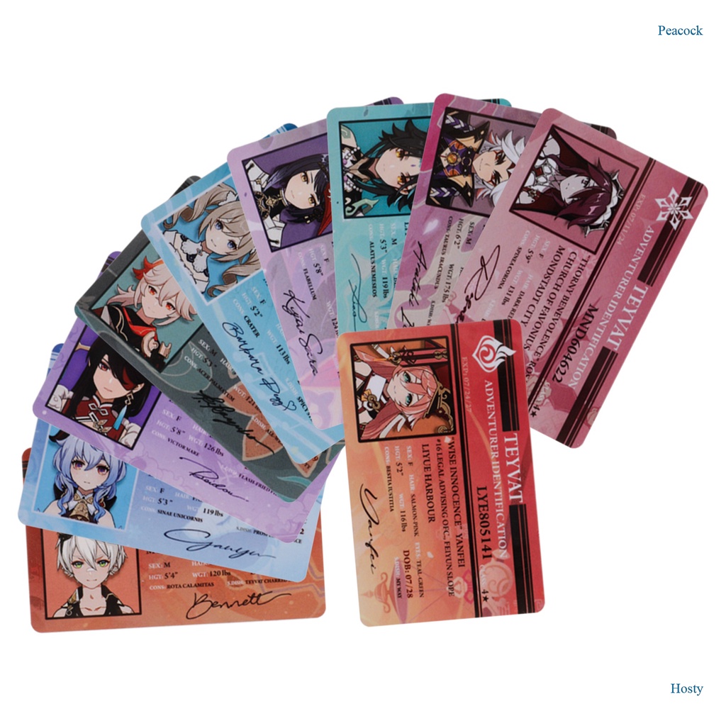Peacock Genshin Impact ฟิกเกอร์การ์ด Pvc อนิเมะ Id สําหรับเก็บสะสม