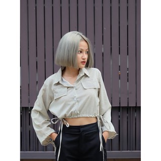 PWW พร้อมส่ง!! เสื้อเชิ้ตแขนยาวมัดแขน (535)