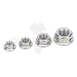 หัวน็อต ตัวเมีย ติดแหวน สแตนเลส 304 เกลียวมิล หยาบ M6 M8 M10 / Hexagon Flange Nut Serration SUS304