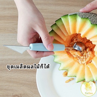 ที่ตักผลไม้ 2 in 1  แกะสลักผลไม้ ช้อนแตงโม fruit spoon