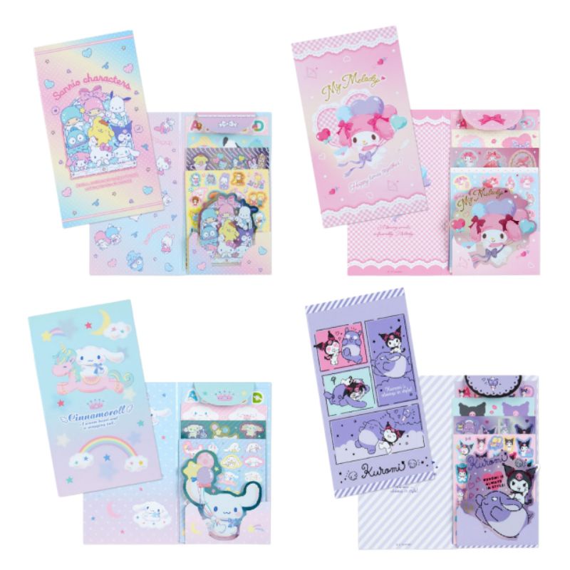 สติกเกอร์ Sanrio ชุดสติกเกอร์สุดคุ้ม จากญี่ปุ่นแท้100% มีสติกเกอร์ 200 ชิ้น และมีสติกเกอร์แผ่นใหญ่อีก 1 ชิ้น