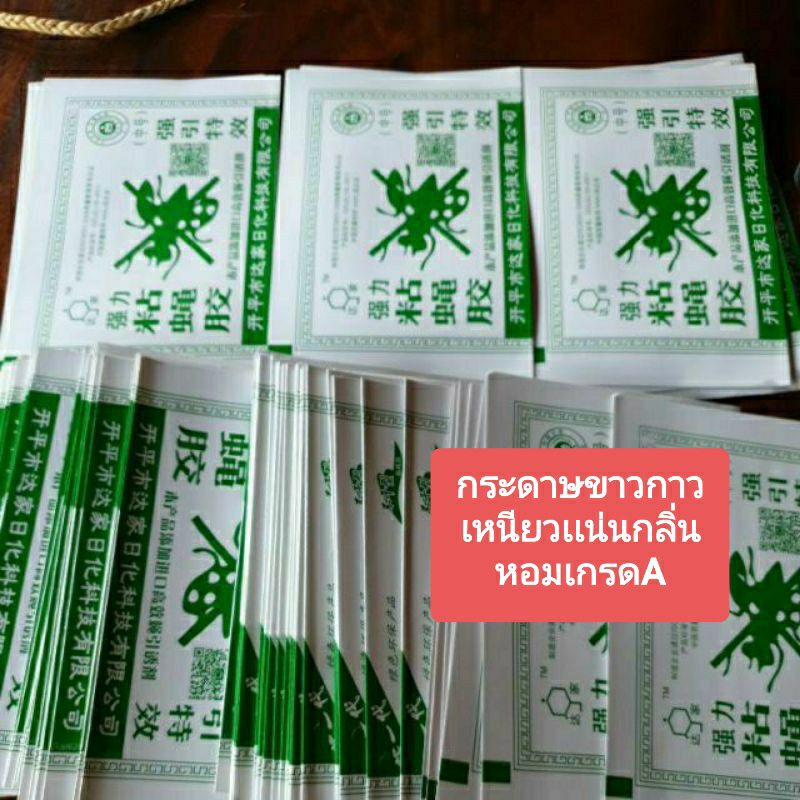 50แผ่นกาวดักแมลงวันแผ่นกาวแผ่นสีเขียวลังใหม่กระดาษสีขาวไม่เหลืองไม่เยิ้มเหนียวแน่นกลิ่นหอมใช้ดักแมลงวัน แมลงทั่วไป