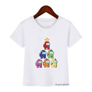 เสื้อยืดลําลอง แขนสั้น พิมพ์ลายการ์ตูนเกม Among us Christmas crewmate in your pocket สําหรับเด็กผู้ชาย ผู้หญิง