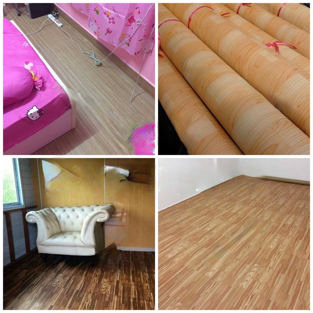 ส่งฟรีเก็บเงินปลายทางได้ เสื่อน้ำมัน หนาเนื้อด้าน 0.8 ไม่มีผ้าผสม PVC100%กว้าง 1.5และ 2เมตรลายไม้รวม