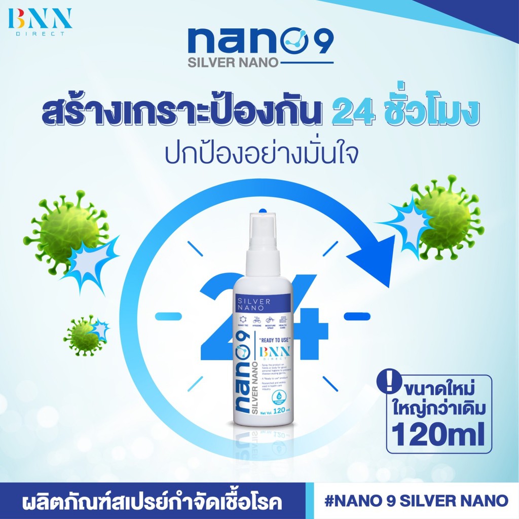 ฆ่าเชื้อโรค ปกป้องยาวนานอย่างมั่นใจ ด้วย สเปรย์ Nano 9 Silver Nano