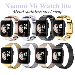 สายนาฬิกาข้อมือสแตนเลสโลหะสําหรับ Xiaomi Mi Watch Lite สําหรับ Redmi Watch