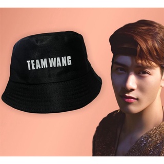 หมวก ทีมหวัง Team wang  JACKSON WANG GOT7 KPOP หมวกบักเก็ตพิมพ์ลาย สไตส์เกาหลี