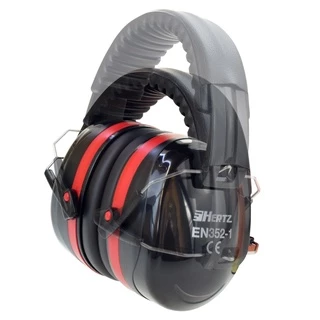 ที่ครอบหูลดเสียง EAR MUFF แบบครอบศรีษะlสีแดงดำ ได้มาตรฐาน CE EN352-1 ANSI S3.19-1974 ขนาด NRR 32 db