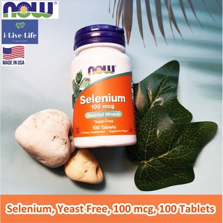 ซีลีเนียมยีสต์ฟรีมังสวิรัติ Selenium, Yeast Free 100 mcg 100 Tablets - Now Foods