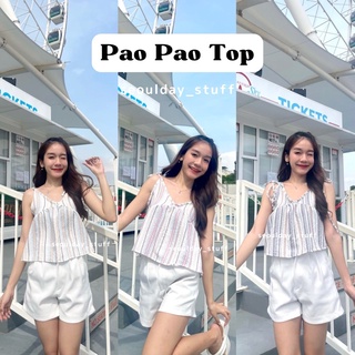 ◆seoulday_stuff◆Pao Pao Top เสื้อสายเดี่ยวผูกบ่า คอวี น่ารัก เซ็กซี่ เกร๋กรุบกริบ น้องเป็นผ้าพรีเมียมนำเข้าอย่างดี