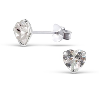 SILVER THAI ต่างหู้เงินแท้ รูปดาวและหัวใจ Silver Star and Heart Stud Earrings 925 (สีชมพู/สีใส)