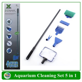 Aqualic X-003L แปรงทำความสะอาด แปรงขัดตู้ รุ่นเปลี่ยนหัวได้ 5 แบบ Aquarium Cleansing Set 5 in 1