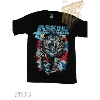 Asking Alexandria Tiger Flag เสิ้อยืดดำ เสื้อยืดชาวร็อค เสื้อวง New Type System  Rock brand Sz. S M L XL XXL