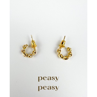7.7💥PeasyPeasy ต่างหู รุ่น TWISTIE gold plated brass earring ต่างหูชุบทอง เครื่องประดับแฟชั่น สีทอง