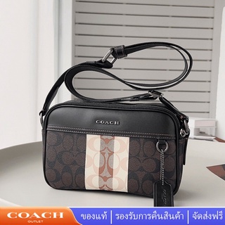 COACH C9965 กระเป๋าสะพายผู้ชายซิปคู่กระเป๋า Messenger