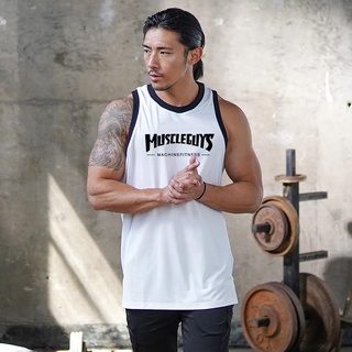 Muscleguys เสื้อกล้าม ผ้าตาข่าย พิมพ์ลายตัวอักษร แห้งเร็ว เหมาะกับการออกกําลังกาย เล่นบาสเก็ตบอล ยิม ฤดูร้อน สําหรับผู้ชาย