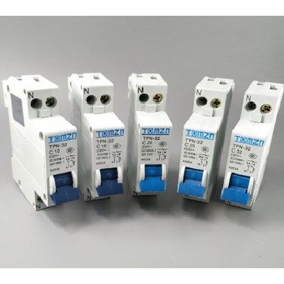 เซอร์กิตเบรกเกอร์ อุปกรณ์ป้องกันไฟฟ้า TOMZN TPN 1P+N Mini Circuit breaker MCB 16/20/25/32A 220V