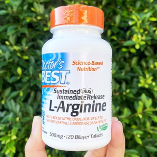 แอลอาร์จินิน Sustained Plus Immediate Release L-Arginine 500 mg 120 Bilayer Tablets (Doctors Best®)