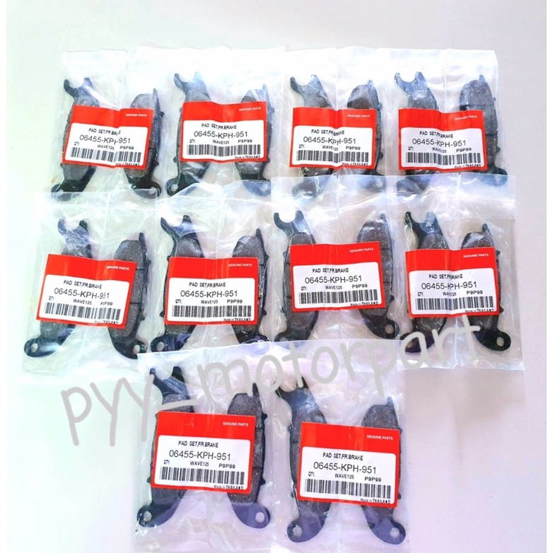 (แพ็ค 10คู่) ผ้าเบรคหน้า (ดิสก์) , ผ้าดิสเบรคหน้า WAVE100S 2005 , เวฟ125 WAVE125 , WAVE125i บังลม รห