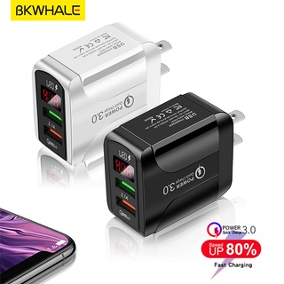 Bkwhale ที่ชาร์จโทรศัพท์มือถือ USB QC3.0 2 ช่อง ชาร์จเร็ว สําหรับโทรศัพท์มือถือทุกรุ่น