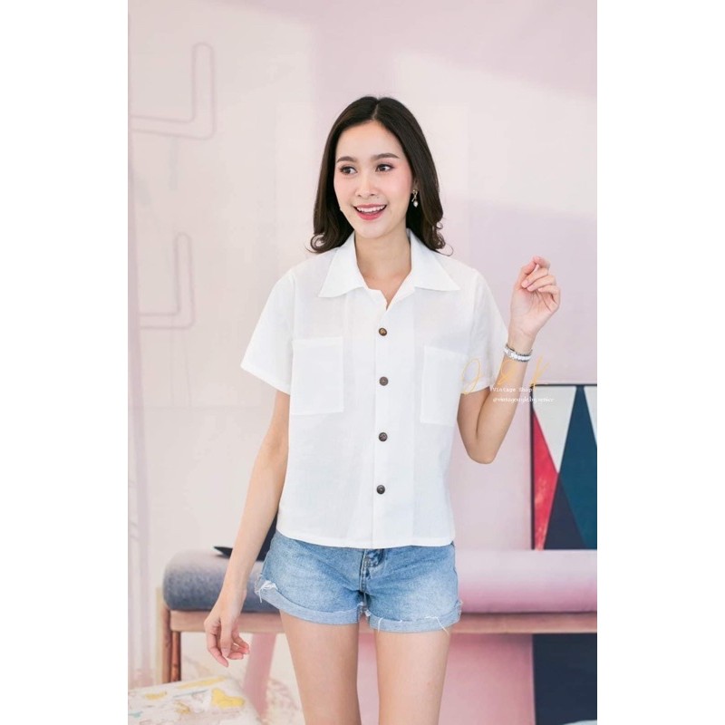 🔥🔥Java wa Shop🔥🔥 เชิ้ตแขนสั้น มีกระเป๋าหน้า สไตล์เกาหลี