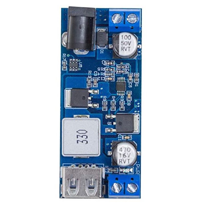 โมดูลลดแรงดันไฟ 9-36V เป็น USB 5VDC 5A  Dual Output Voltage DC 9-36VDC to USB 5V Transformer Dual Ou