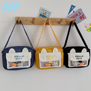 myspacefashion(MY1651) กระเป๋าผ้าสะพายข้าง HELLO Girj