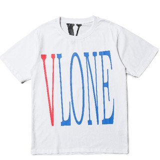 Vlone เสื้อยืดแขนสั้น ผ้าฝ้าย พิมพ์ลาย แฟชั่นสําหรับผู้ชาย และผู้หญิง