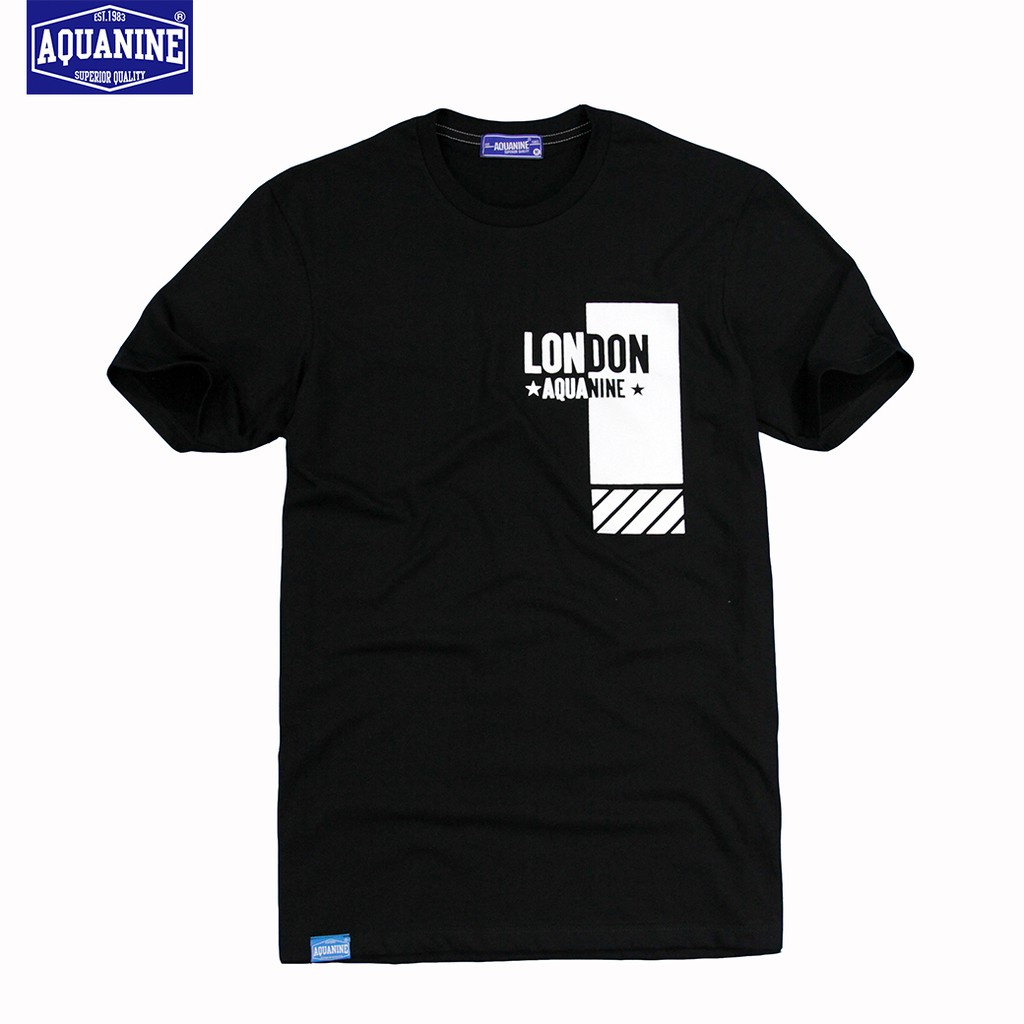 AQUANINE เสื้อยืดผู้ชาย เสื้อยืดผู้หญิง รุ่น TWO TONE ( เสื้อยืดสีดำ ) ลิขสิทธิ์แท้