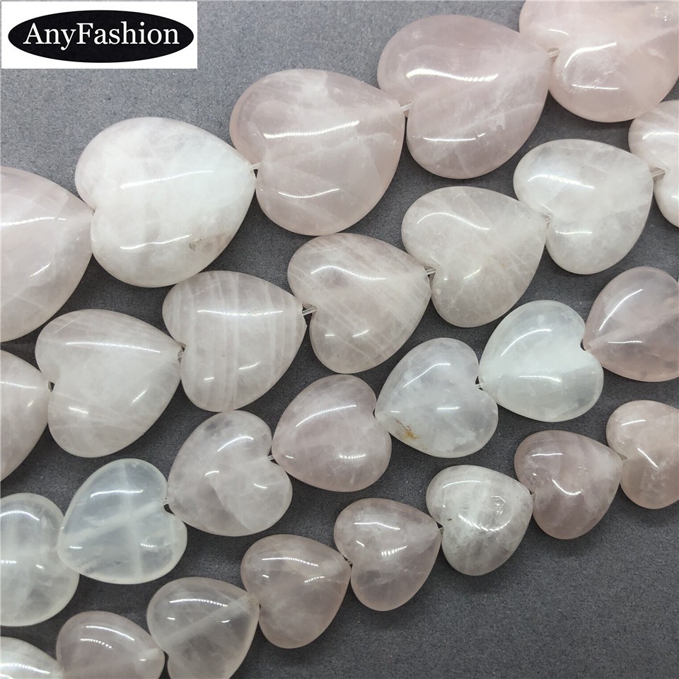 Rose Quartz Love Shape Beads Natural Diy for Bracelet Necklace 4 Size