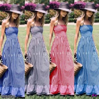 Maxi Dress สายเดี่ยวลายสก็อต