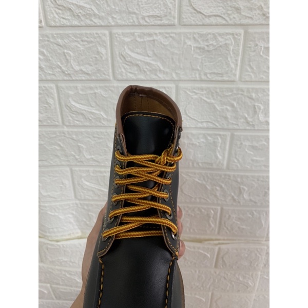 รองเท้าหนัง หุ้มข้อ ทรงวิง สีดำ (size37-47) วิงดำ มีแบบหัวใส่เหล็กด้วยน้า