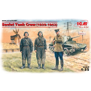 โมเดลประกอบ ICM Model ขนาด 1/35 ICM-35181 Soviet Tank Crew (1939-1942) (3 figures - 1 officer, 2 tankmen)