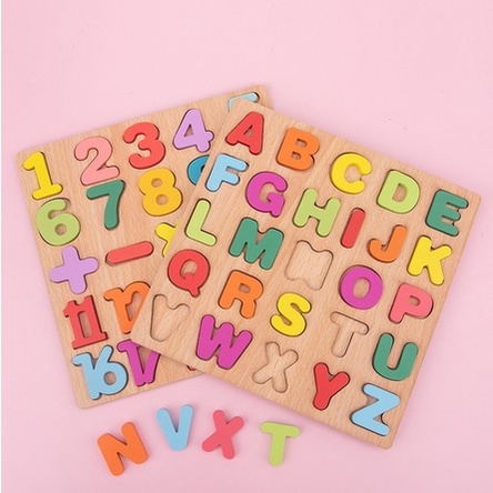 จิ๊กซอว์กระดานไม้ ABC ของเล่นไม้123 บล็อคไม้เสริมพัฒนาการเด็ก ของเล่นเด็กก่อนวัยเรียน