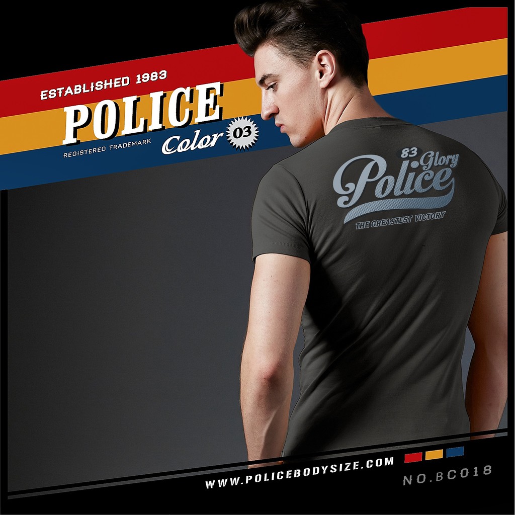Police Bigsize เสื้อยืดทรงเข้ารูป ใส่ได้ทั้งผู้หญิงและผู้ชาย BC018 — صورة 4