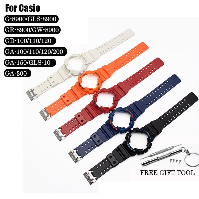 Casio G-Shock Ga 100/110/120/200/150/300 สายซิลิโคน สายนาฬิกาข้อมือยาง คุณภาพสูง พร้อมเคสนาฬิกาข้อมือ สายนาฬิกายาง Casio Watch Serise
