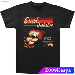 Z009Kesya เสื้อยืดสีพื้นคอกลม Social Distortion Mens White Trash Tee T-Shirt Medium Black sale Social Distortion การบิด