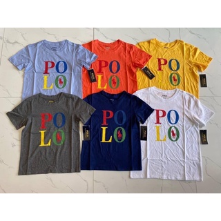 เสื้อยืดเด็กชาย แขนสั้น สกรีนลาย polo ผ้าคอลตอล 6 สี