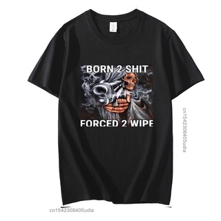 [S-5XL] 【สไตล์คลาสสิก】Gildan เสื้อยืดแขนสั้น ผ้าฝ้าย 100% พิมพ์ลาย Born To  Forced To Wipe สีดํา แฟชั่นฤดูร้อน สําหรับผู