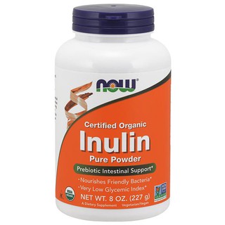 Now Food Certified Organic Inulin Prebiotic Pure Powder 227g อินนูลิน ใยอาหาร ชนิดผง