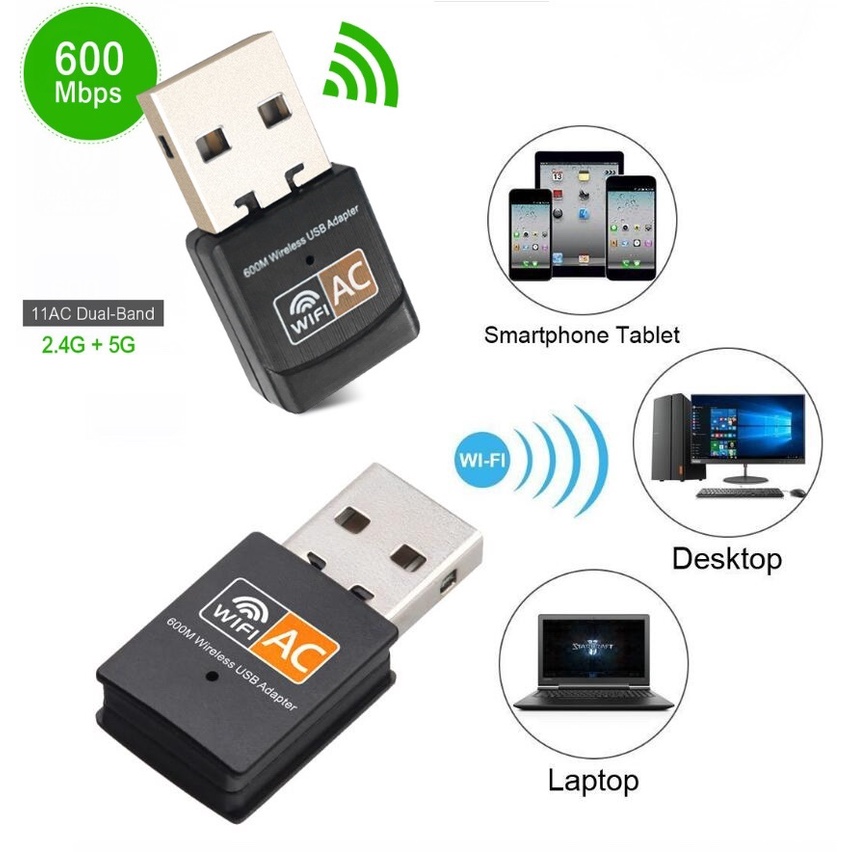 (ส่งจากไทย) ตัวรับสัญญาณ ไวไฟ USB Wifi รับได้ทั้งความถี่ AC 2.4 GHz และ 5 GHz
