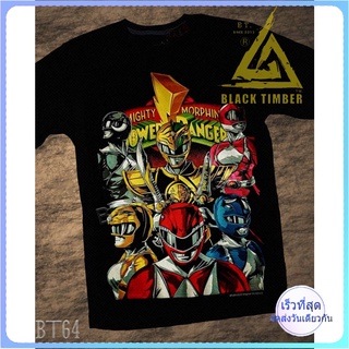 BT  Power Rangers Beast Morphers Mighty Morphin เสื้อยืด ลายหนัง สกรีนลาย ผ้าหนา Movie BT Black Timber S M L XL XXL