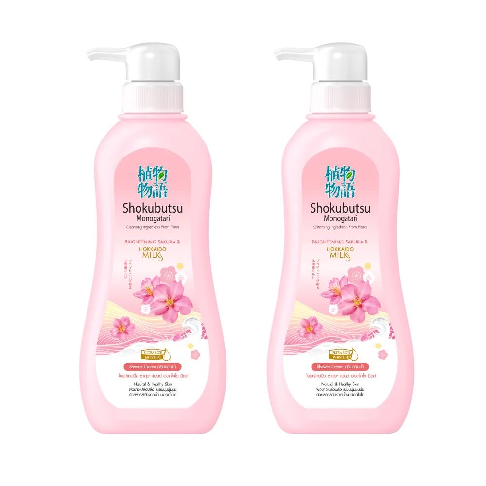 SHOKUBUTSU ครีมอาบน้ำ โชกุบุสซึ สูตร ซากุระ Brightening Sakura & Hokkaido Milk 500 มล. 2 ขวด
