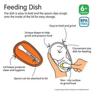 Pigeon ชามบดอาหาร พร้อมช้อน PP-Feeding Dish