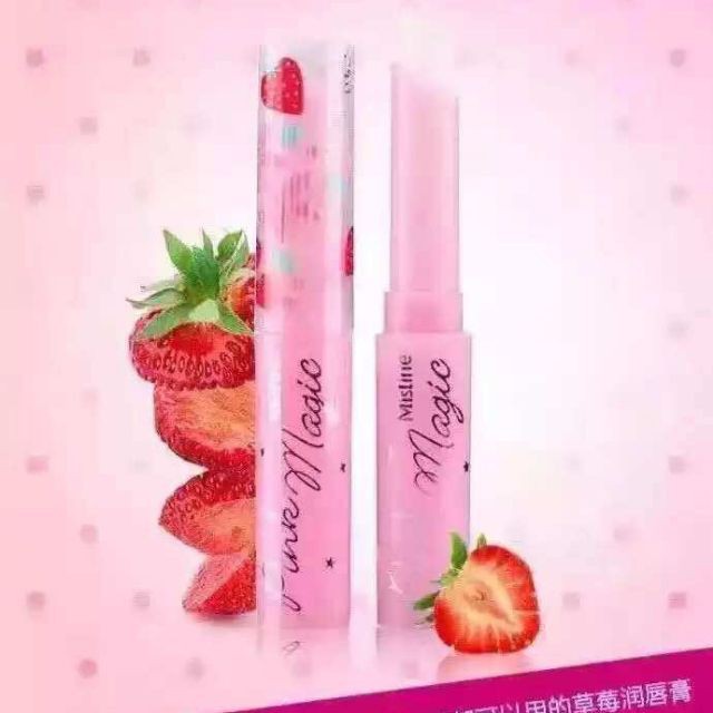 ลิปสติก PINK MAGIC mistine สตรอเบอร์รี่ สีชมพูสีลิป ลิปมันบำรุงริมฝีปาก ลิปสติก EXP 05/2028