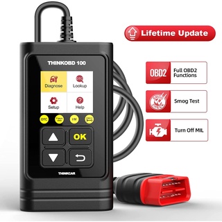 Thinkobd เครื่องสแกนเนอร์วินิจฉัยรถยนต์ 100 All OBD2 ฟังก์ชั่น DTC Lookup VIN Live