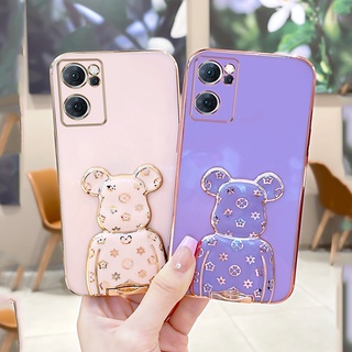 เคส OPPO A77 5G A57 4G 2022 A96 A76 Reno 7 Pro 7Z 6Z Reno7 ฝาหลังซิลิโคนนิ่ม พร้อมตัวยึด แบบพับได้ เคสโทรศัพท์