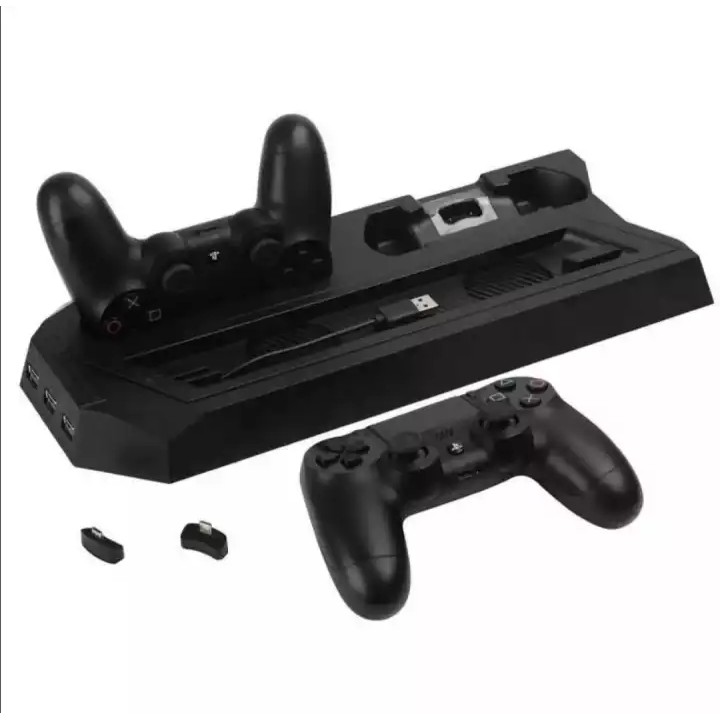 ขาตั้งเครื่องเกม Console PS4 / PS4 Slim / PS4 PRO มีพัดลม ระบายความร้อน Fan Cooling + ชาร์จจอยเกมส์