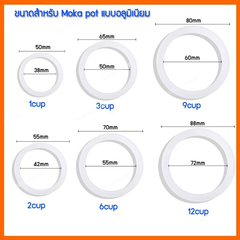 ซีลยางหม้อต้มกาแฟ moka pot อะไหล่ที่บดเมล็ดกาแฟสด หม้ออลูมิเนียมและสแตนเลส thumbnail 6