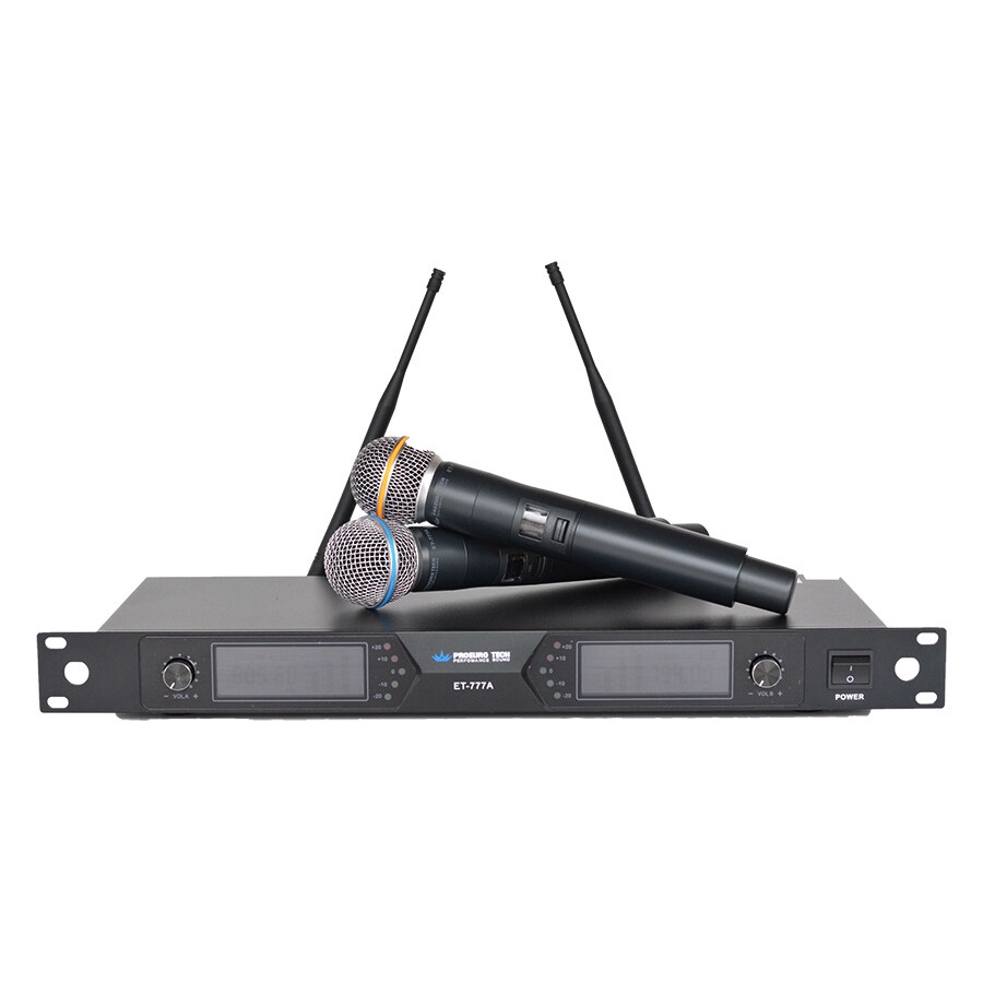 ไมค์ลอย PROEURO TECH ET-777A ไมค์โครโฟน UHF Wireless Microphone แถมถ่านAA 4ก้อน รุ่น ET-777A ครบชุด 